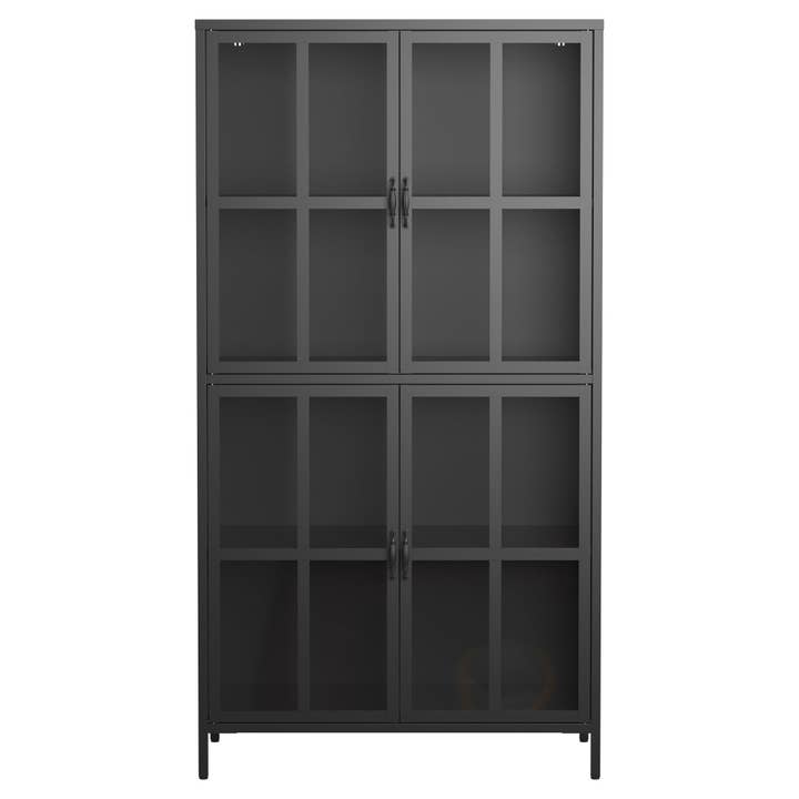 39F Inc. - Wholesale Cabinet - Black Metal Storage Cabinet with Glass Doors and Shelves15