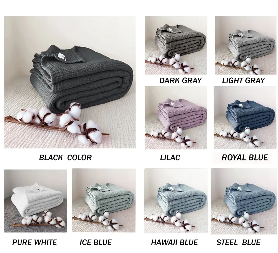 Aseel Buy Good - Wholesale Throw Blanket - Muslin Cotton Throw, Bed Cover Black Color6