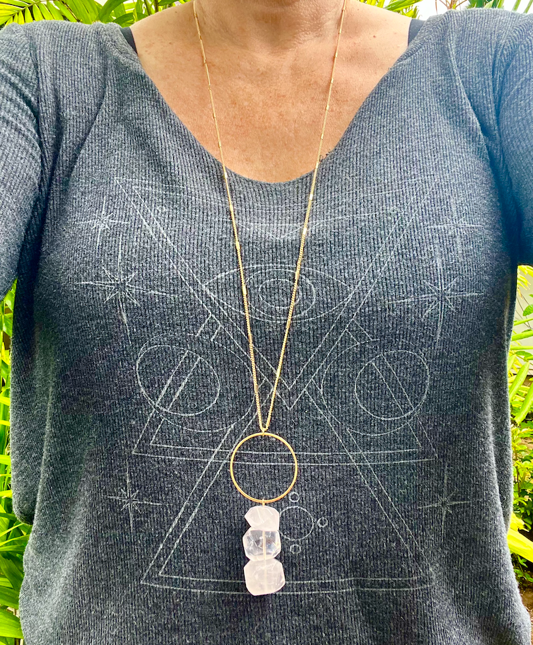 Moon Child – wholesale Hänge-/berlockhalsband – Rosenkvarts Orb halsband långt2