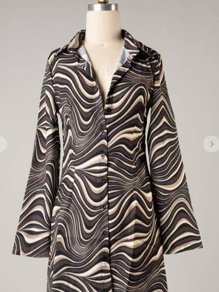 Swirl Patterned Long Sleeve Women's Dress LHD1099 for wholesale by Love + Harmony