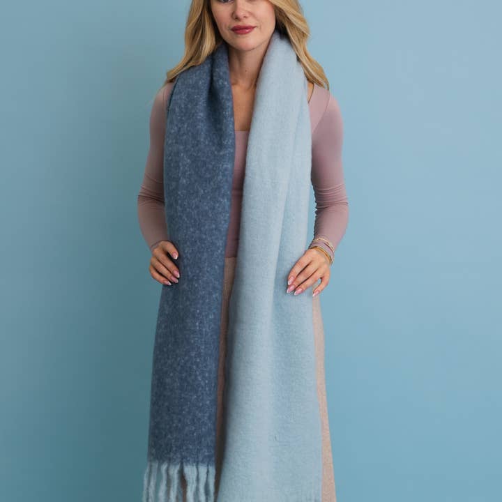 Leto Accessories - Wholesale Scarf - Unisex - Cozy Solid Two Tone Tassel Scarf11