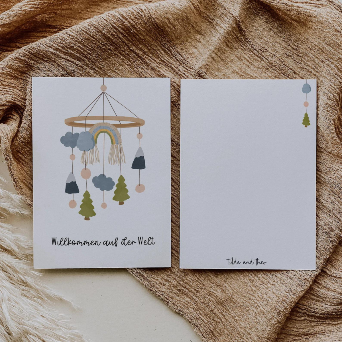 Tilda&Theo - Vente Cartes postales - Carte postale pour bébé - Carte de vœux de naissance mobile2