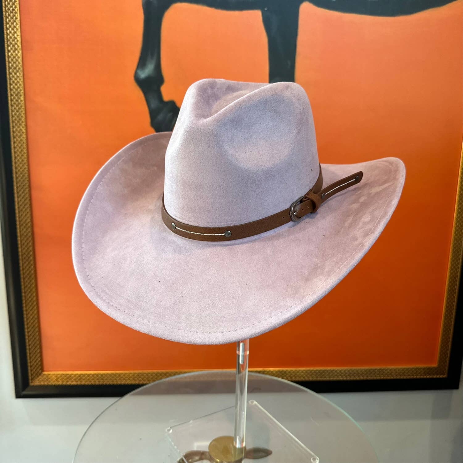Bella Betty - Vente Chapeau de cowboy – femme - Chapeau de cowboy en daim végétalien à bord rigide avec ceinture en cuir14