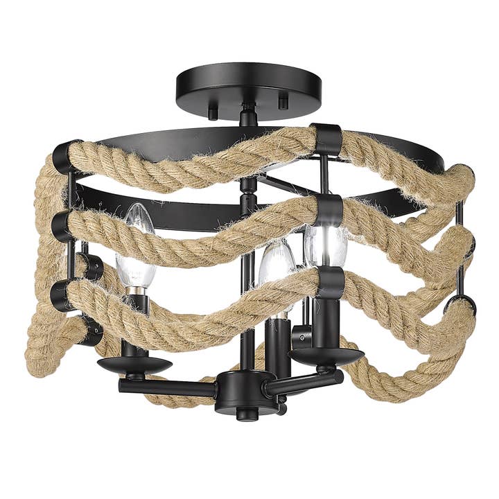 Marissa 3 Light Semi-Flush in Matte Black for wholesale by Golden Lighting