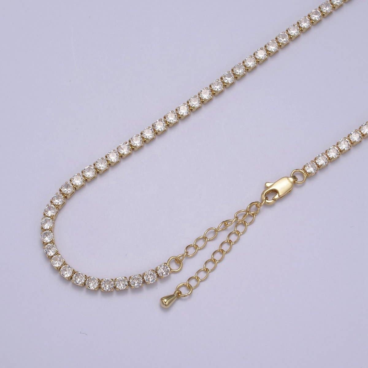 Aim Eternal - Wholesale Link & Chain Necklace - 24K Gold Filled Clear CZ Tennis 18 Inch Layering Chain Necklace in Gold & Silver | WA-680 WA-681 Clearance Pricing0