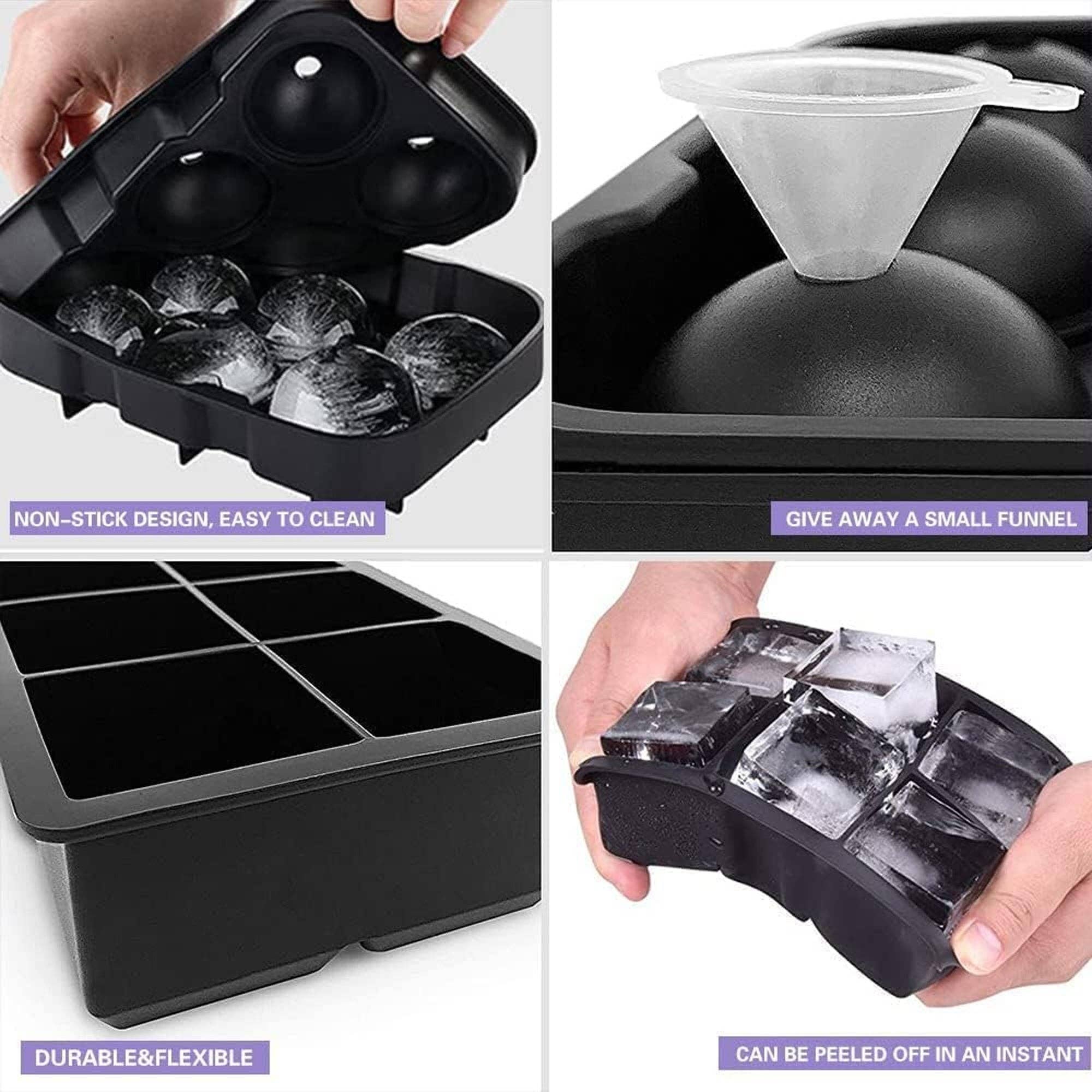 Vigor Path - Vendita all'ingrosso Vassoi/stampi per ghiaccio - Confezione da 2 stampi per cubetti di ghiaccio giganti a forma di sfera e quadrata2