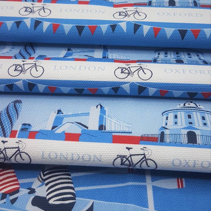 Aqua by Design - Wholesale Tea Towel - Tea Towel, London Skyline & Rowing Boats Design3