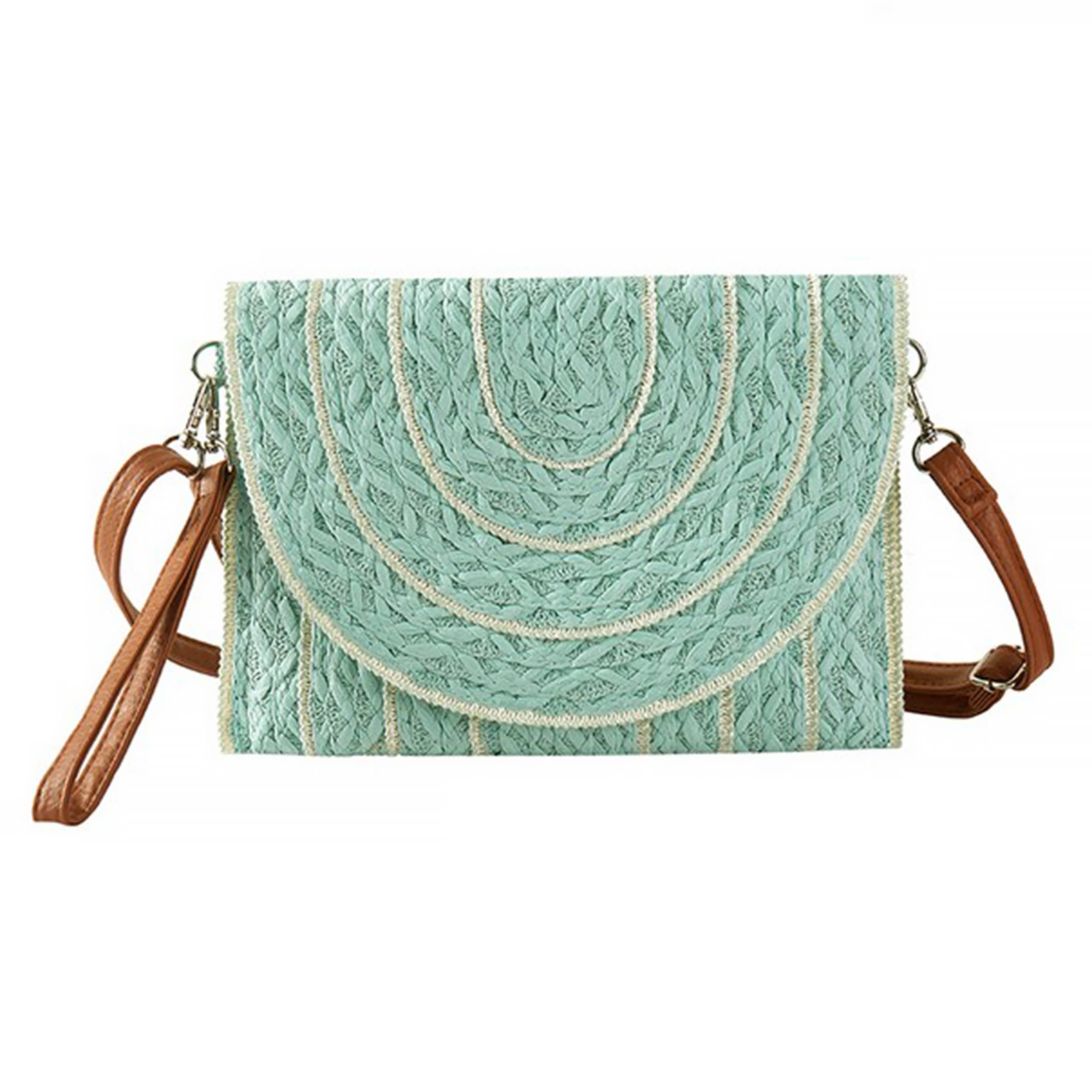 Hana – Bolsa - Mulher por atacado – Mala a Tiracolo de Palha com Design de Costura Decorativa2