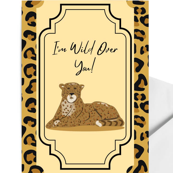 Carte de vœux léopard sauvage sur vous imprimé animal jungle pour la vente par Sweet Sketches