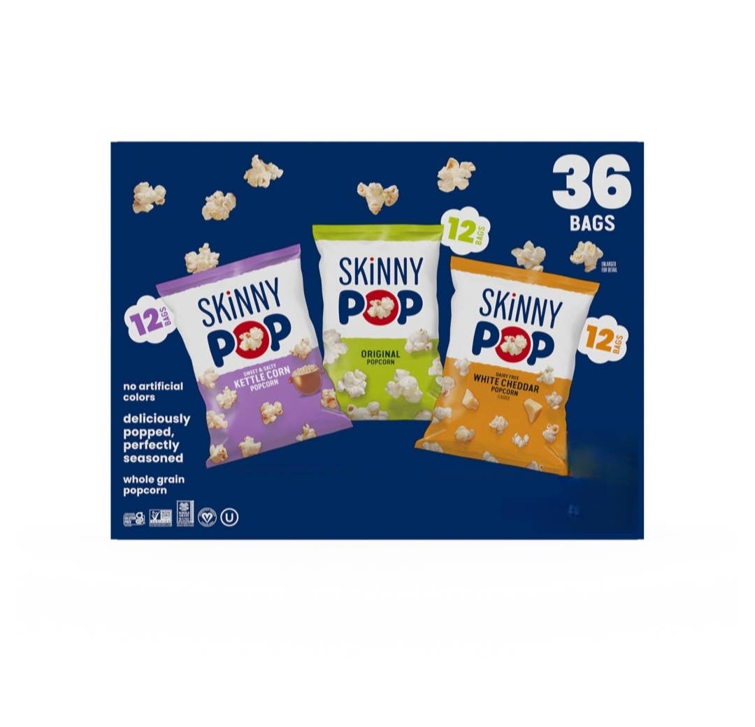 Majestic Wholesale - Wholesale Popcorn - SkinnyPop Popcorn Variety Pack 0.5oz 36ct Original & More1