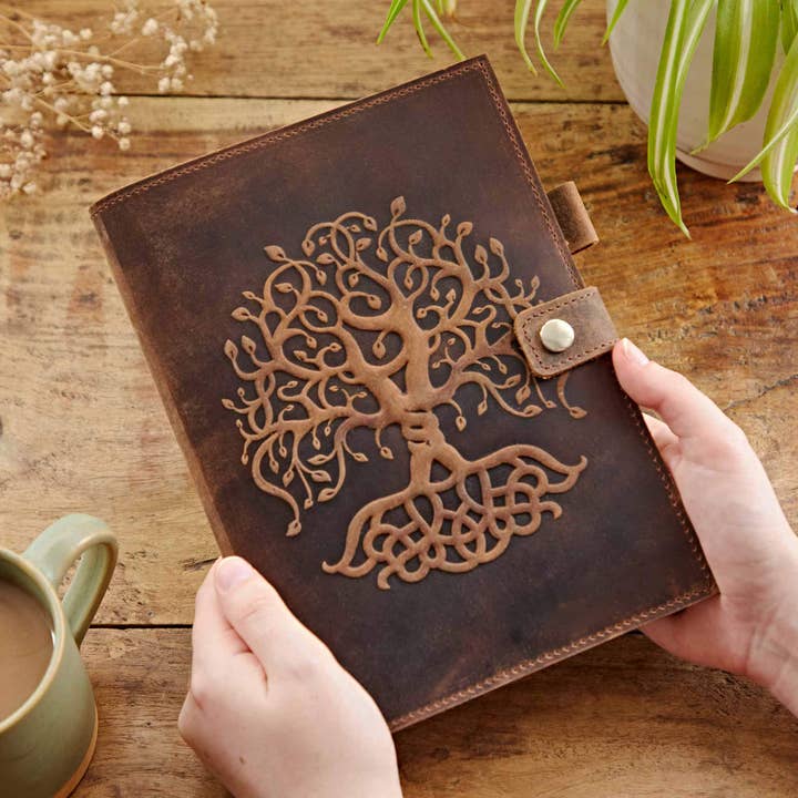 The Paper High Gift Company Limited - Wholesale Journal Cover - Buffalo Leather Refillable Tree of Life Journal