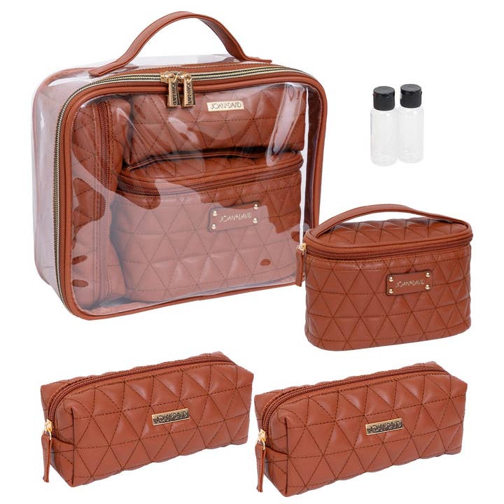 Magid - Wholesale Make-up/cosmetic bag - Joan & David The Triangle Quilted 4 Piece Cosmetic Bag Set