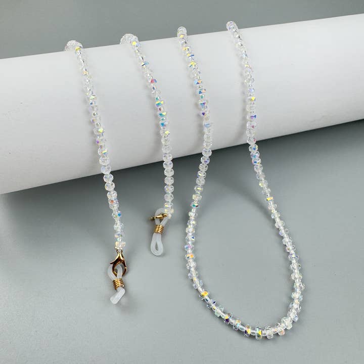 Shining White AB Color Crystal Glasses Hanging Rope N5595 for wholesale on Faire