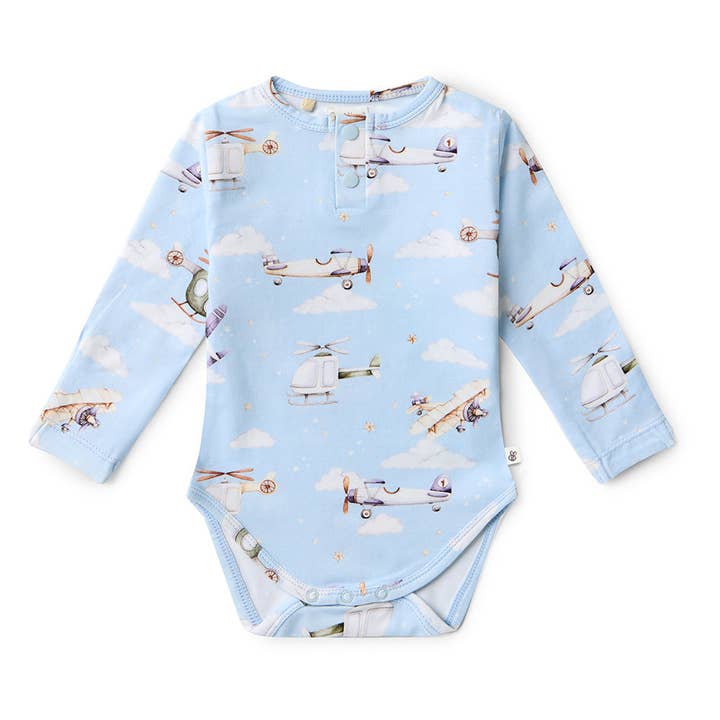 Snuggle Hunny - Wholesale Bodysuit (Non-Footed) - Baby - Taking Flight Long Sleeve Organic Bodysuit