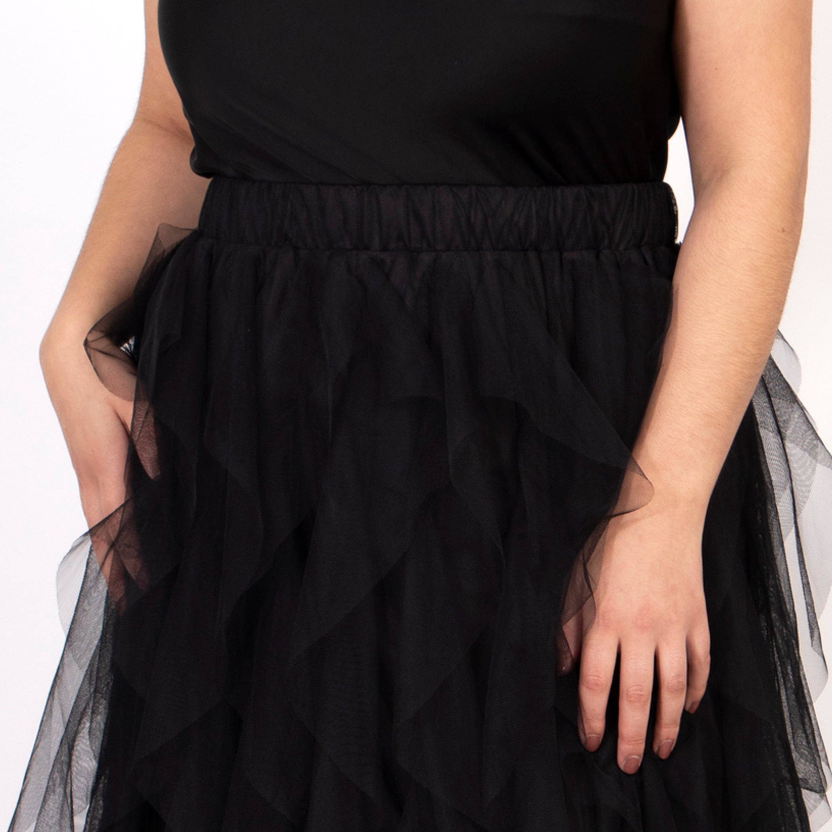 Sarta – wholesale Skirt – Women’s – Layla Maxi Tulle Skirt - Black, Layered Frills4