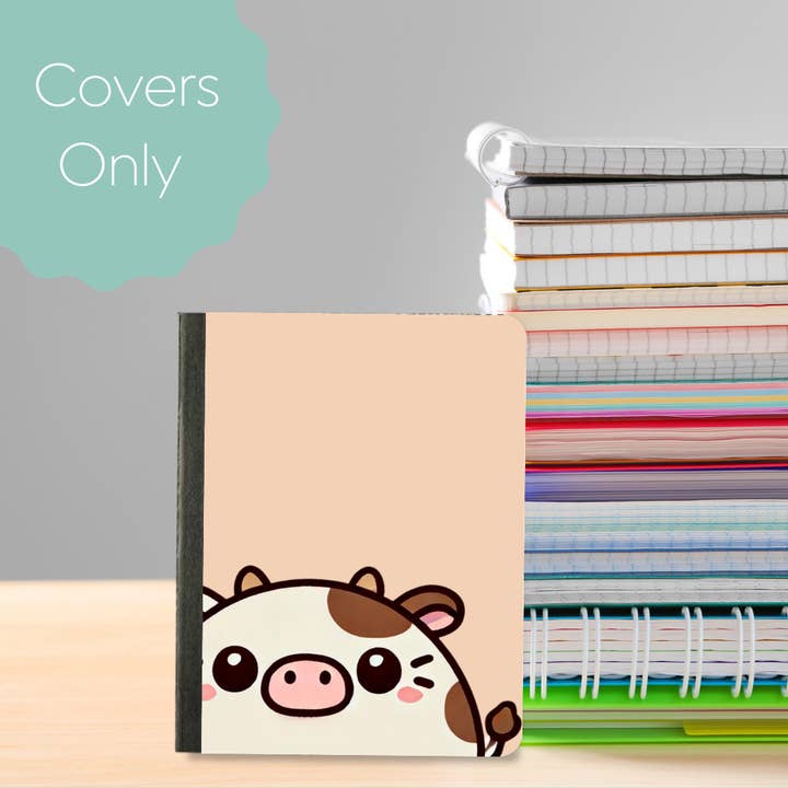 Couverture de Cahier de Composition Mini Kawaii Vache pour la vente par Oily Graphic Creations