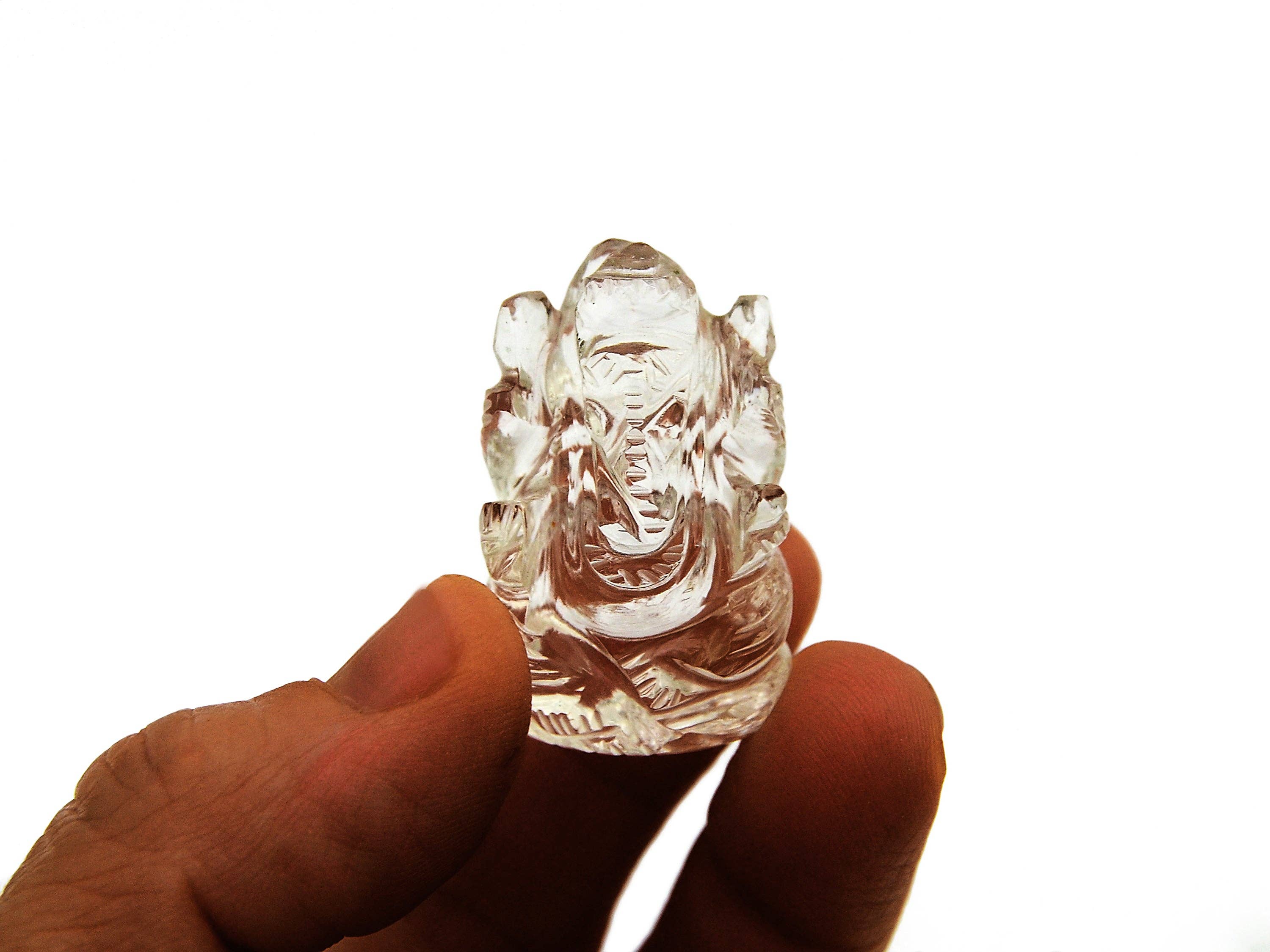 Kaia & Crystals - Wholesale Spiritual Stone/Crystal - Mini Clear Quartz Ganesha Sculpture (30mm - 35mm) -  Hand Carved Crystal6