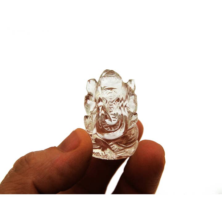 Kaia & Crystals - Wholesale Spiritual Stone/Crystal - Mini Clear Quartz Ganesha Sculpture (30mm - 35mm) - Hand Carved Crystal6
