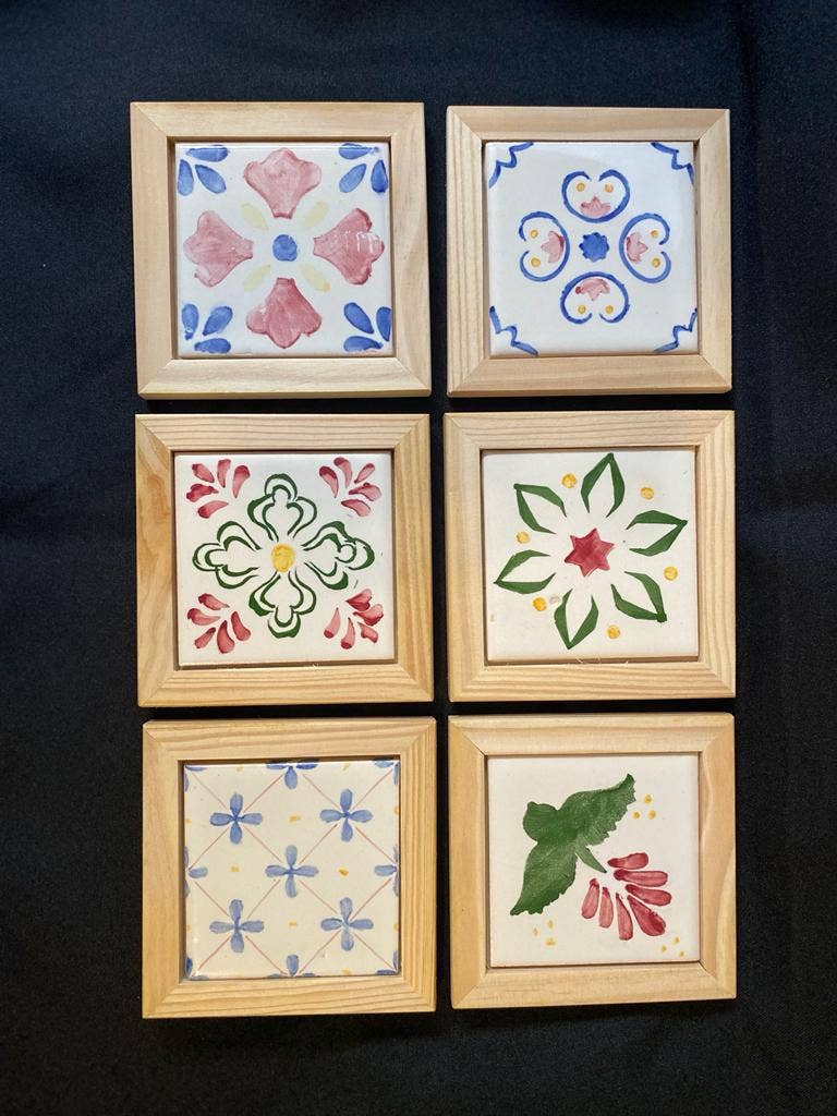 Hazbruk Ceramics - Wholesale Coasters - Wooden Elegance: Handcrafted Tile Coasters - Set of 418