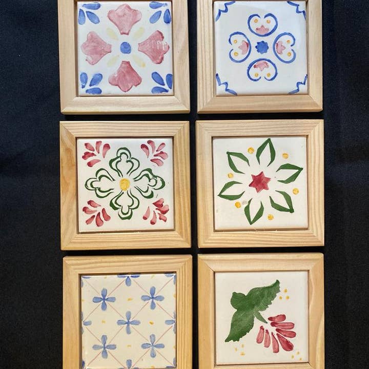 Hazbruk Ceramics - Wholesale Coasters - Wooden Elegance: Handcrafted Tile Coasters - Set of 418