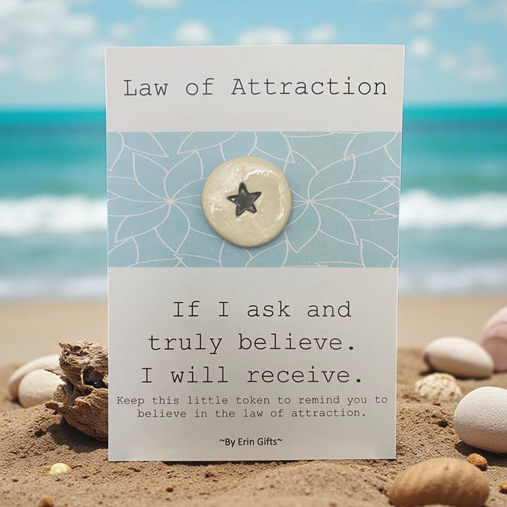 Law of Attraction Ceramic Pocket Token Pocket Hug and Card for wholesale by By Erin Cards and Gifts Ltd
