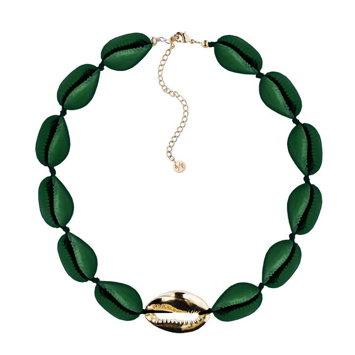 Metal Shell Accent Choker - Matte Green/14k Gold for wholesale by Adriana Pappas Designs