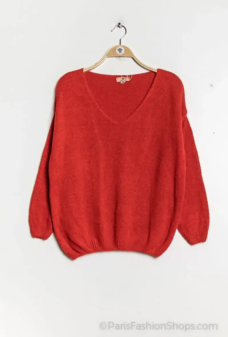 Mimi & Gogo - Vente Pull en maille – femme - Pull uni basique @20127_uni7