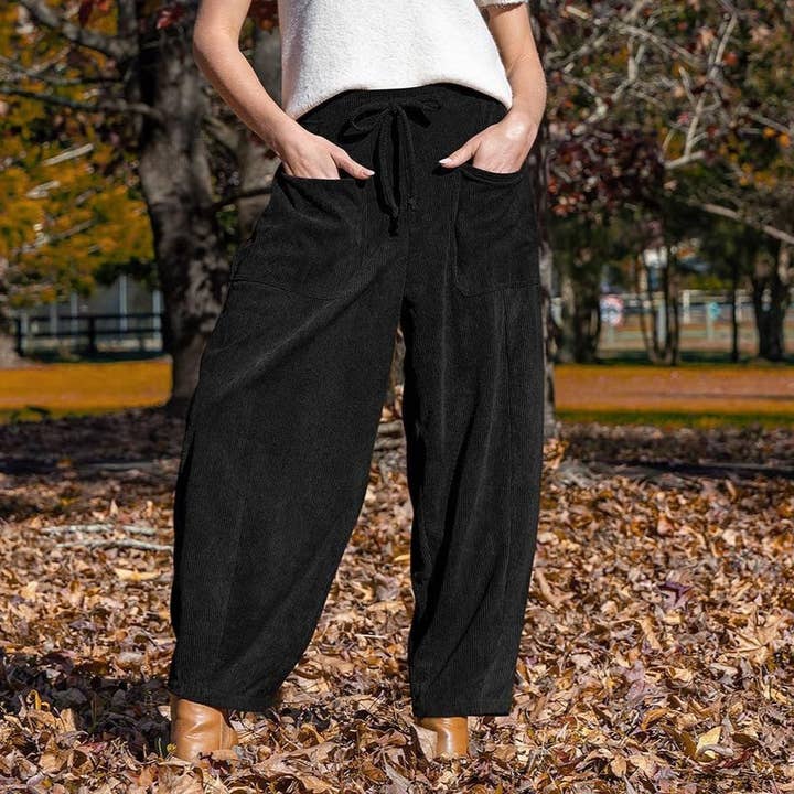 Rosa Clothing - Wholesale Pants - Women's - Fashionable Retro Corduroy Wide-Leg Pants2