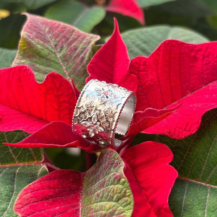 Stainless Steel Pink Cubic Zirconia Cuff Adjustable Ring for wholesale by Ocean Ripples