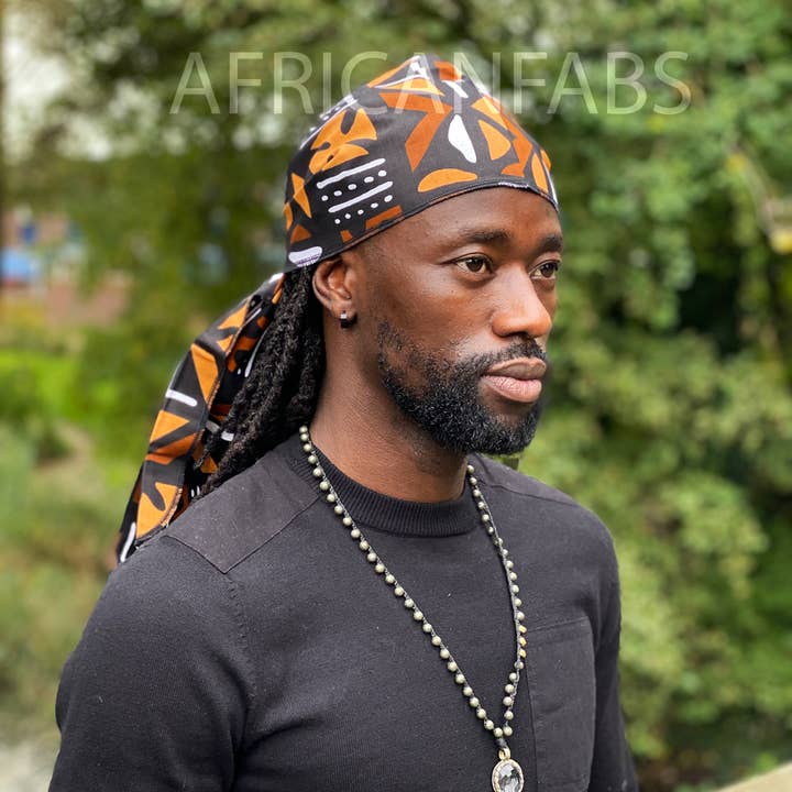 AfricanFabs - Wholesale Bandana - Unisex - Durag / Du-rag / Do-rag / Bandana - Unisex - Brown mud
