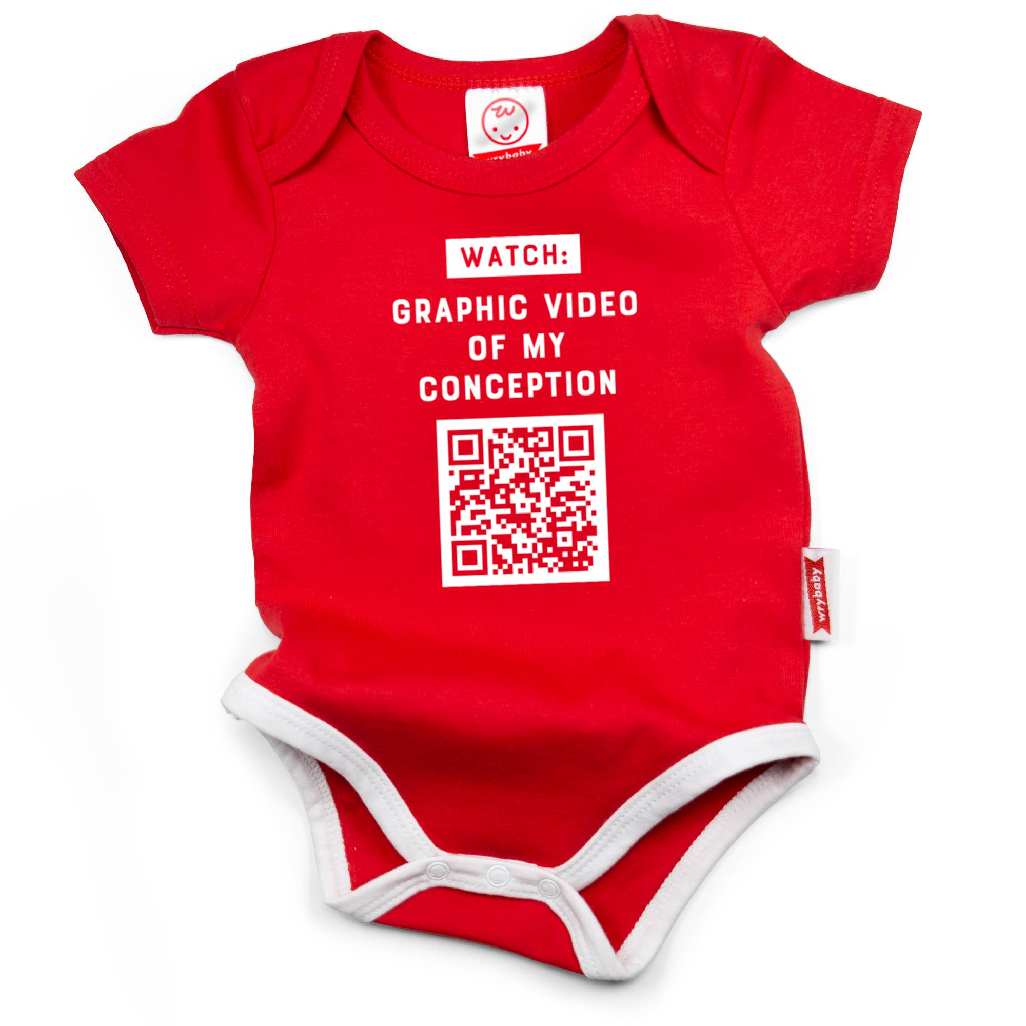 Wry Baby – Engroshandel Bodysuit - Baby – Skannelig QR-kode bodysuit | Sjovt babytøj | Rød