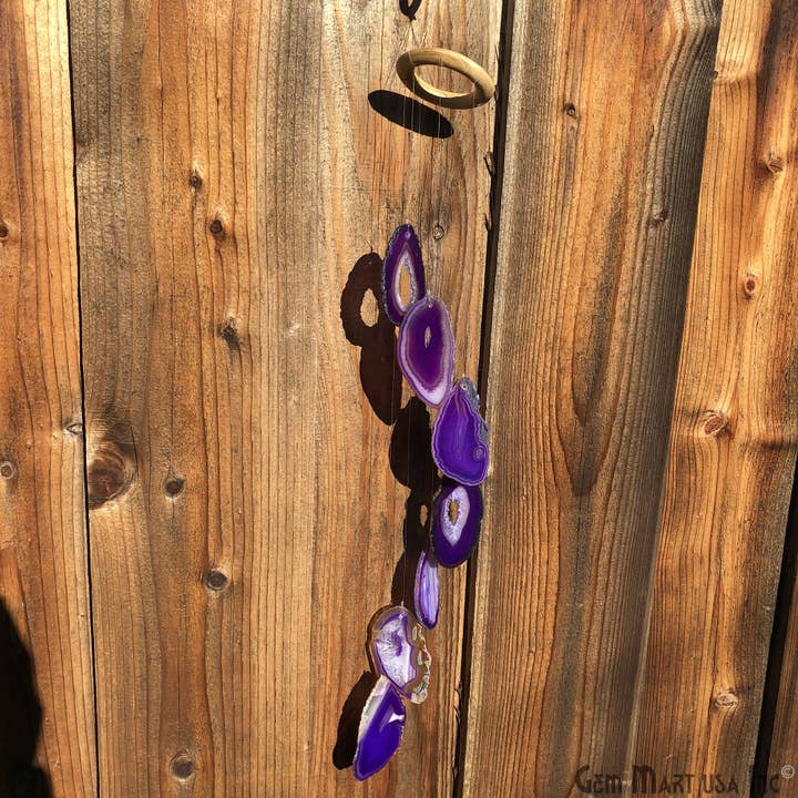 GemMartUSA - Wholesale Wind Chime - Wind Chime in Natural Purple Agate for Outside, Home Decor3