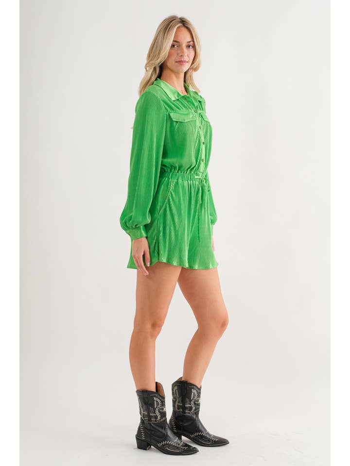 Blue B - Wholesale Romper – Women's - 61136R - Accordion Pleated Collared Romper15