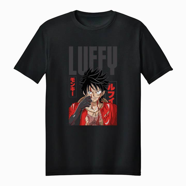 T-shirt Unissexo Adulto Cinzento Arrojado One Piece Monkey D. Luffy por atacado de Fundom