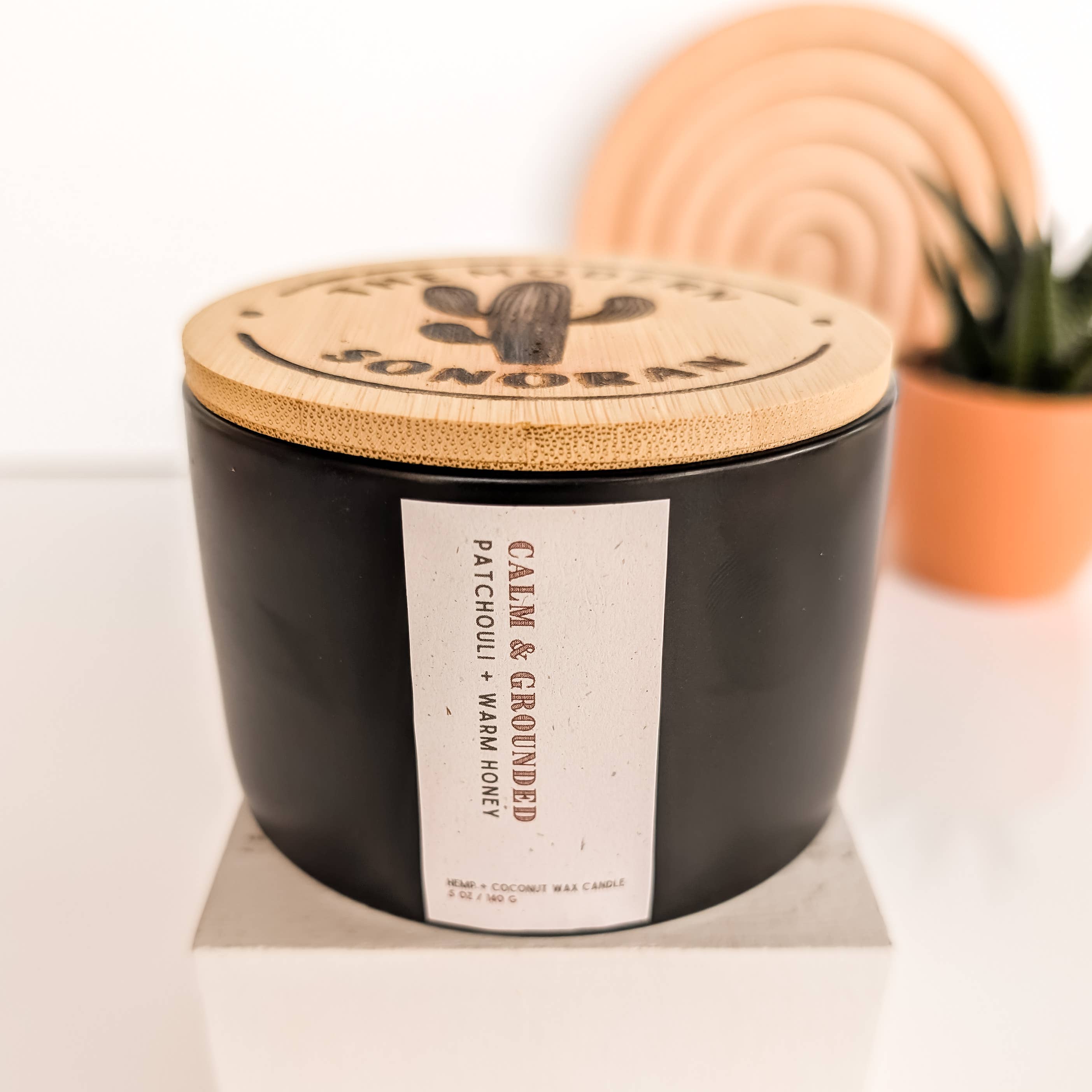 The Modern Sonoran - Wholesale Jar/Filled Candle - Calm & Grounded: Patchouli Honey Bohemian Hemp Candle, 5 oz.4
