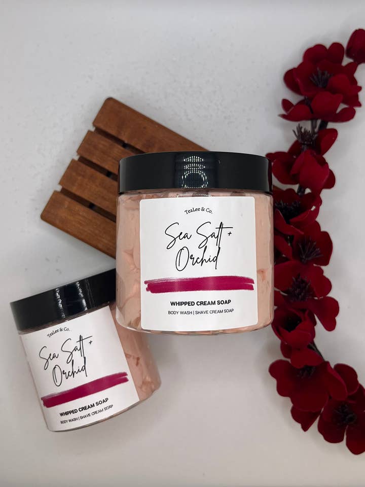 Large Sea Salt + Orchid Whipped Soap for wholesale by TeaLee & Co.