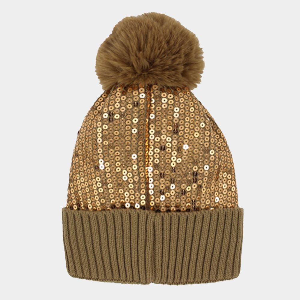 Sensibling Corp. - Wholesale Beanie - Women's - Sequin Embellished Pom Pom Beanie Hat7