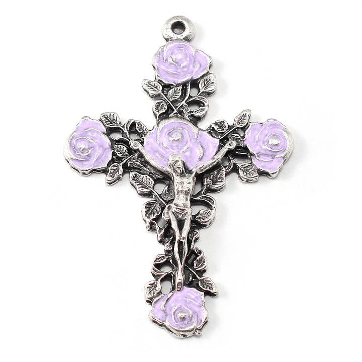 Ghirelli UsA Inc - Wholesale Prayer Beads Necklace - Madonna Roses & Lilac Murano Rosary