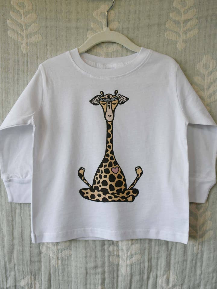 Lotus Giraffe Kids Tee Shirt, Kids Yoga Clothes for wholesale by Hippie Baby Co