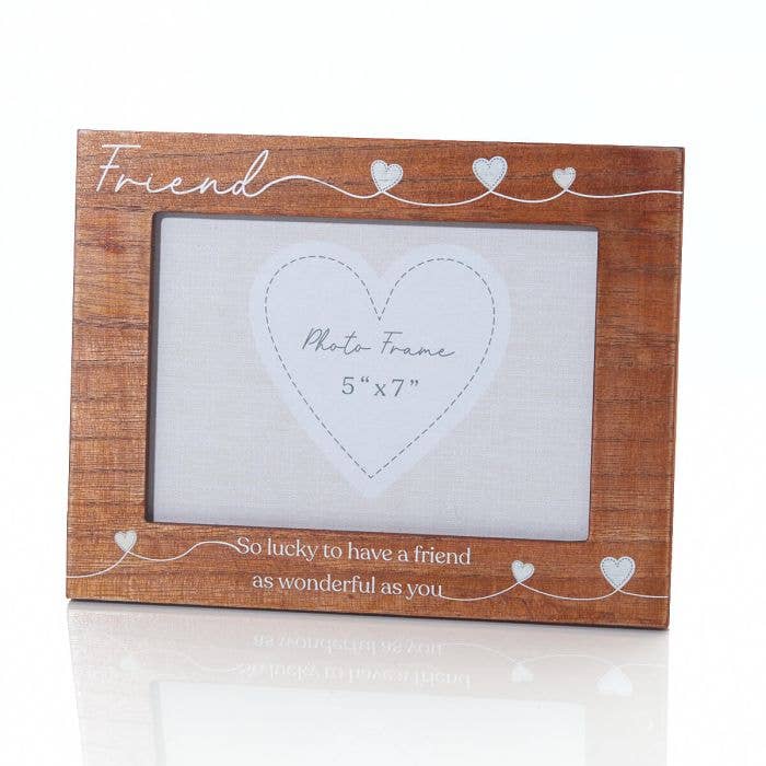 Langs - Wholesale Picture frame - Wonderful Friend Photo Frame Natural Wood With White Hearts1