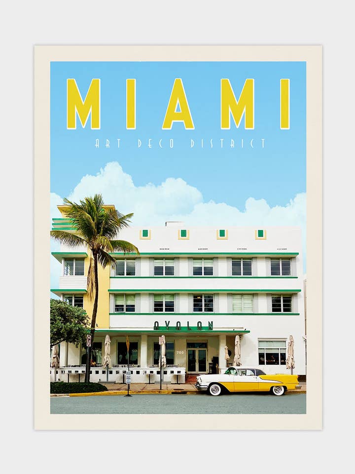 Miami, Floride - Impression de voyage vintage pour la vente par Vintaprints