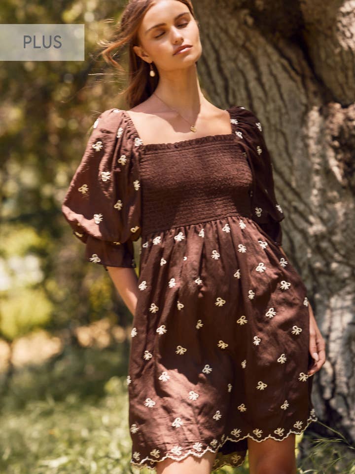 Plus Short Bubble Sleeve Baby Doll Dress for wholesale by Oddi