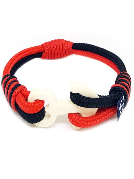 Wood Anchor Black and Red Nautical Bracelet by Bran Marion for wholesale by Bran Marion