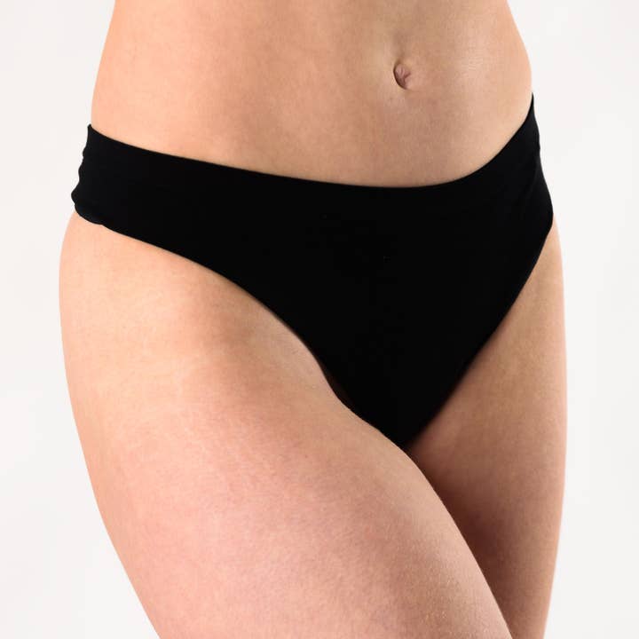 Seamless Bamboo 2-Pack Thong - Black for wholesale on Faire