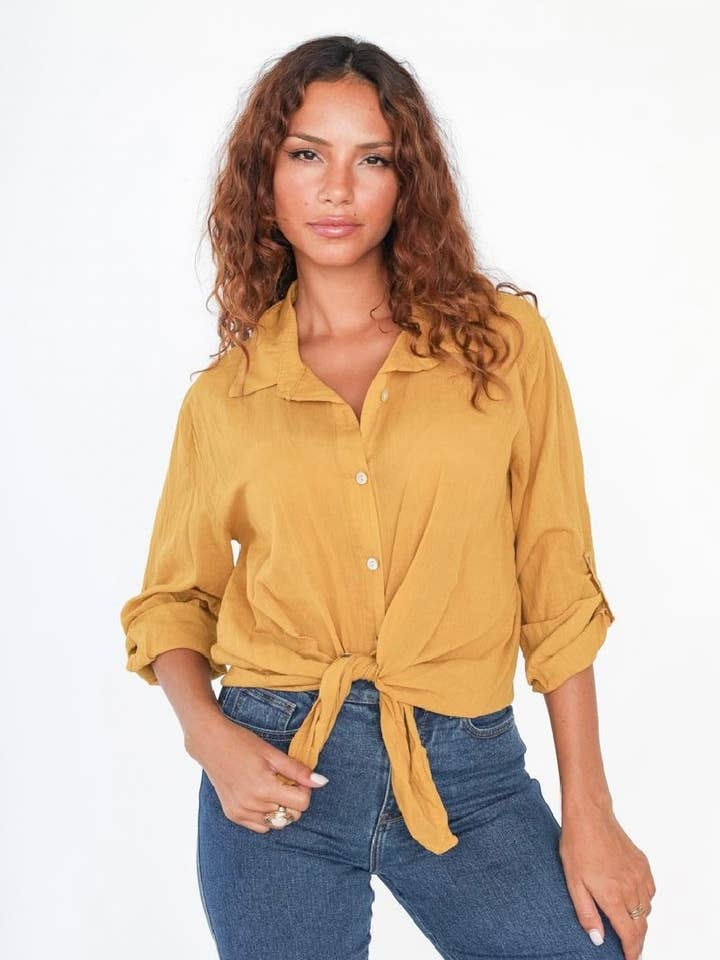 LINEN & COTTON HOUSE – wholesale Tröja med knappar – Dam – BUNDEN BOMULLSSKJORTA 42602 25