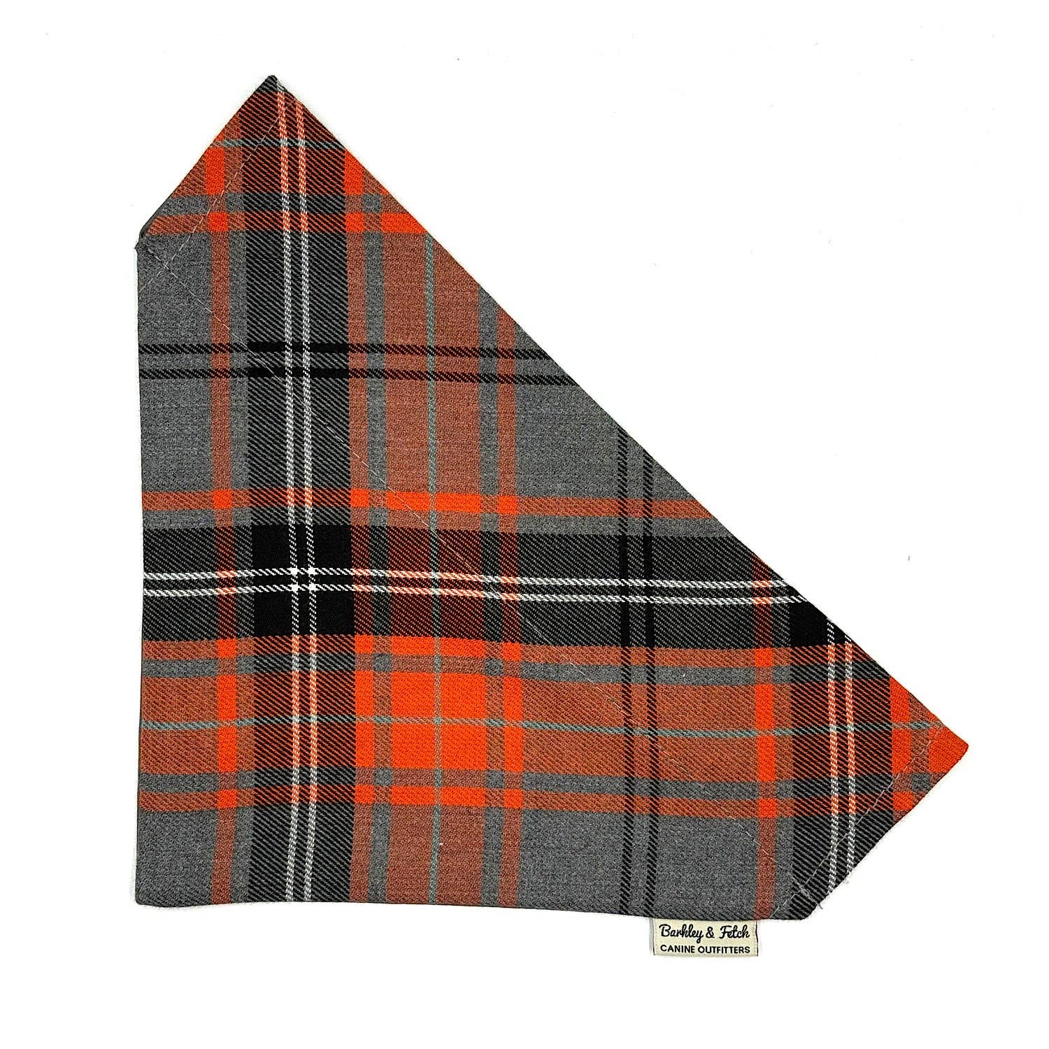 Barkley and Fetch - Wholesale Hondenbandana - Hond - Oranje en grijze tartan hondenbandana1