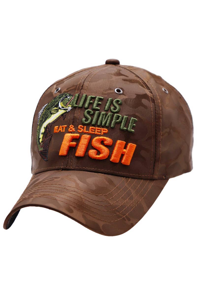 Cap Zone - Wholesale Baseball Cap - Unisex - Life Is Simple Fish Camouflage Baseball Cap0