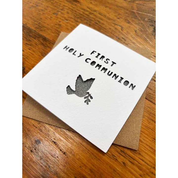 Laura M Designs - Wholesale Religious card - First Holy Communion Peace Dove Miniature Card1
