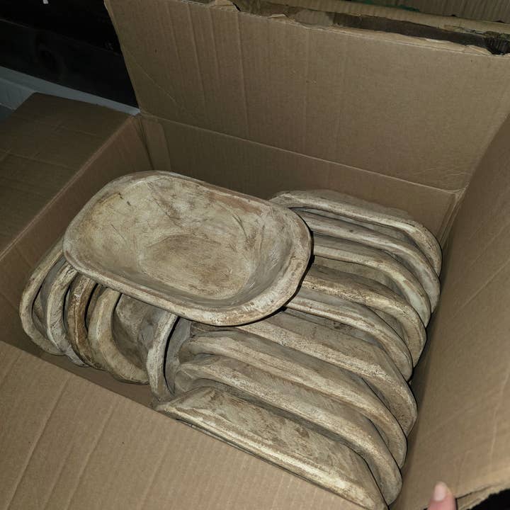 Oval Dice Tray - Handcarved Wood, 9x6x3 (clearance pricing) for wholesale by Cultivation Games