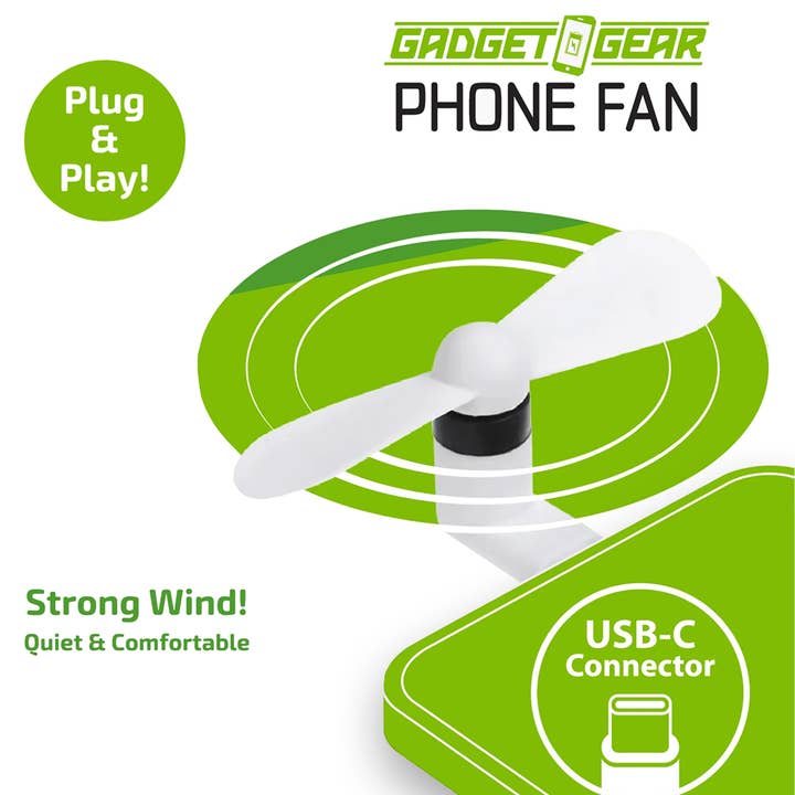 Novelty Brands - Wholesale Handheld Electric Fan - Gadget Gear USB-C Cell Phone Fan Attachment - 6/Display3